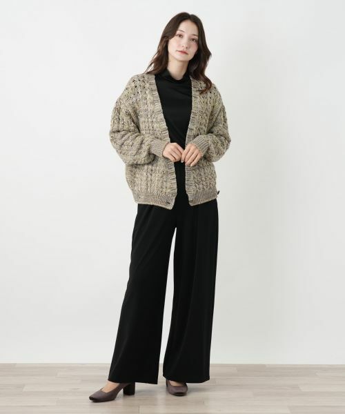 Leilian / レリアン カーディガン・ボレロ | ミックスニットVネックカーディガン | 詳細1
