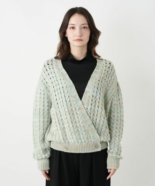Leilian / レリアン カーディガン・ボレロ | ミックスニットVネックカーディガン | 詳細10
