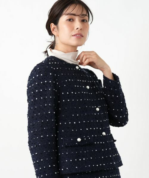Leilian / レリアン テーラードジャケット | ドットツイードジャケット【セレモニー】【Leilian WHITE LABEL】 | 詳細11