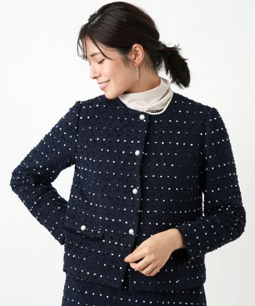 Leilian / レリアン テーラードジャケット | ドットツイードジャケット【セレモニー】【Leilian WHITE LABEL】 | 詳細12