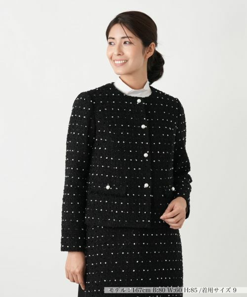 Leilian / レリアン テーラードジャケット | ドットツイードジャケット【セレモニー】【Leilian WHITE LABEL】 | 詳細4