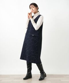 Leilian / レリアン ロング・マキシ丈ワンピース | ドットツイードジャンパースカート【セレモニー】【Leilian WHITE LABEL】