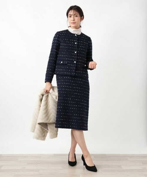 Leilian / レリアン ロング・マキシ丈ワンピース | ドットツイードジャンパースカート【セレモニー】【Leilian WHITE LABEL】 | 詳細14