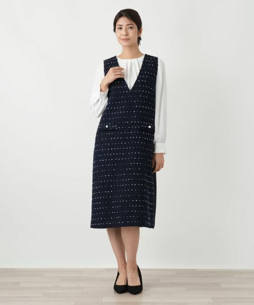 Leilian / レリアン ロング・マキシ丈ワンピース | ドットツイードジャンパースカート【セレモニー】【Leilian WHITE LABEL】 | 詳細17