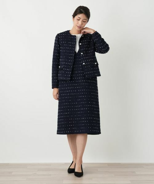 Leilian / レリアン ロング・マキシ丈ワンピース | ドットツイードジャンパースカート【セレモニー】【Leilian WHITE LABEL】 | 詳細20