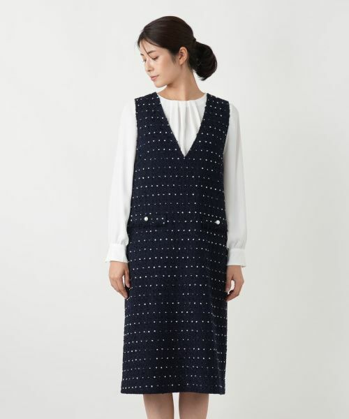 Leilian / レリアン ロング・マキシ丈ワンピース | ドットツイードジャンパースカート【セレモニー】【Leilian WHITE LABEL】 | 詳細23