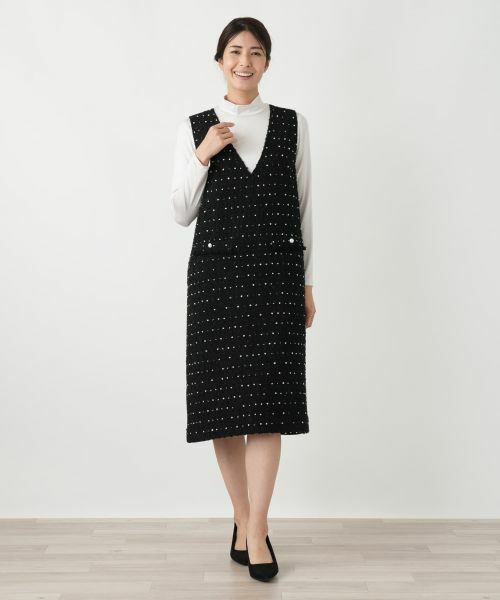 Leilian / レリアン ロング・マキシ丈ワンピース | ドットツイードジャンパースカート【セレモニー】【Leilian WHITE LABEL】 | 詳細5