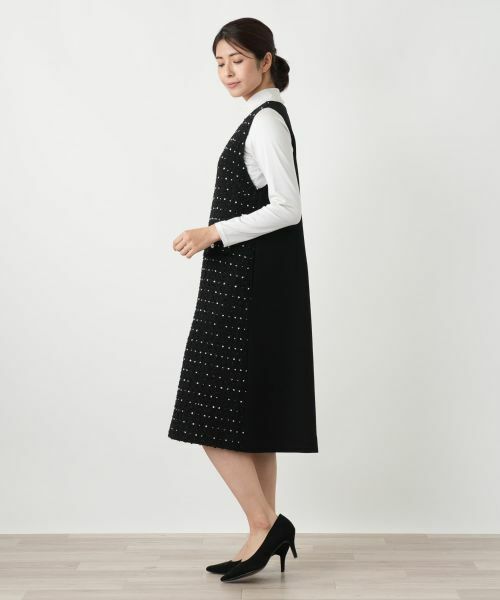 Leilian / レリアン ロング・マキシ丈ワンピース | ドットツイードジャンパースカート【セレモニー】【Leilian WHITE LABEL】 | 詳細6