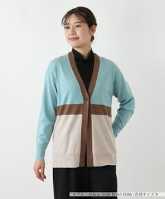 Leilian / レリアン カーディガン・ボレロ | カラーブロックVネックカーディガン【Leilian WHITE LABEL】