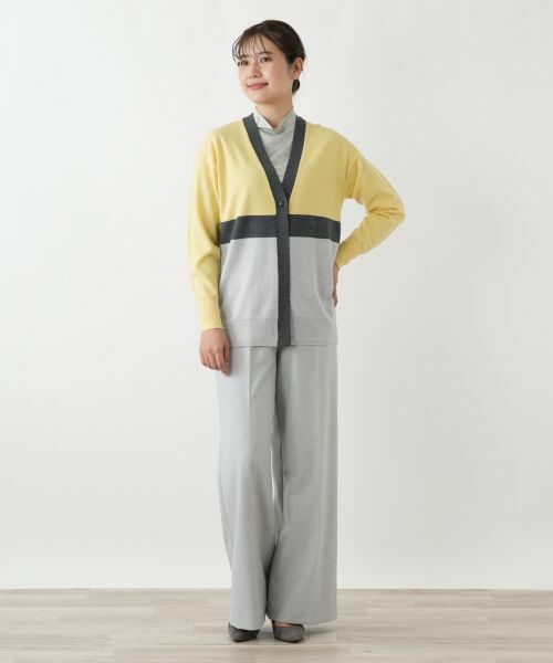 Leilian / レリアン カーディガン・ボレロ | カラーブロックVネックカーディガン【Leilian WHITE LABEL】 | 詳細1