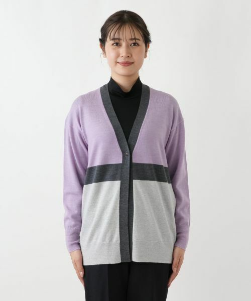 Leilian / レリアン カーディガン・ボレロ | カラーブロックVネックカーディガン【Leilian WHITE LABEL】 | 詳細10