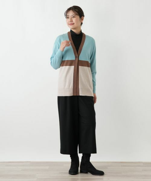 Leilian / レリアン カーディガン・ボレロ | カラーブロックVネックカーディガン【Leilian WHITE LABEL】 | 詳細4