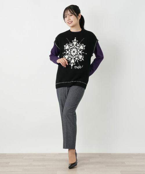 Leilian / レリアン テーラードジャケット | 雪柄ニットベスト【MUSE BY ROCHAS Premiere】 | 詳細1