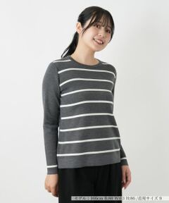 Leilian / レリアン ニット・セーター | パネルボーダークルーネックニット