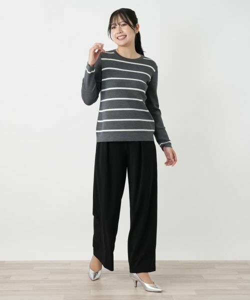 Leilian / レリアン ニット・セーター | パネルボーダークルーネックニット | 詳細1