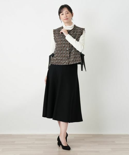 Leilian / レリアン テーラードジャケット | ラメツイードノーカラーベスト | 詳細1