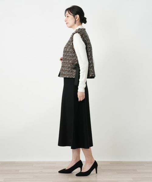 Leilian / レリアン テーラードジャケット | ラメツイードノーカラーベスト | 詳細2