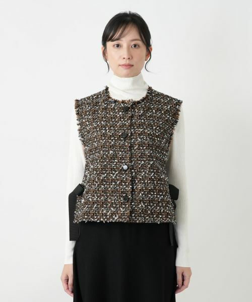 Leilian / レリアン テーラードジャケット | ラメツイードノーカラーベスト | 詳細4