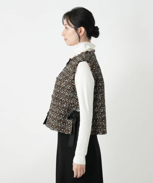 Leilian / レリアン テーラードジャケット | ラメツイードノーカラーベスト | 詳細5