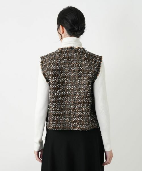 Leilian / レリアン テーラードジャケット | ラメツイードノーカラーベスト | 詳細6