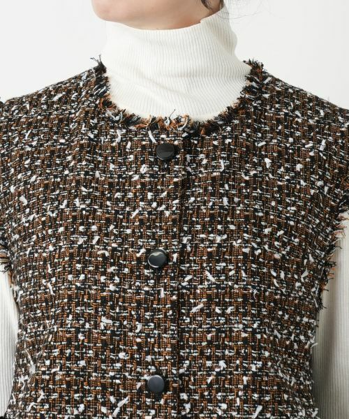 Leilian / レリアン テーラードジャケット | ラメツイードノーカラーベスト | 詳細7