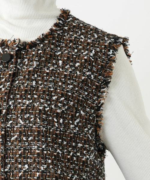 Leilian / レリアン テーラードジャケット | ラメツイードノーカラーベスト | 詳細9