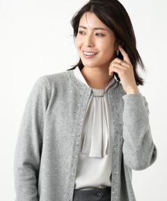 Leilian / レリアン カーディガン・ボレロ | ビジュークルーネックカーディガン【Leilian WHITE LABEL】