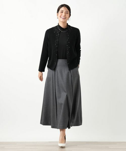 Leilian / レリアン カーディガン・ボレロ | ビジュークルーネックカーディガン【Leilian WHITE LABEL】(ブラック)