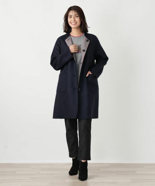 Leilian / レリアン その他アウター | リバーシブルノーカラーコート【Leilian WHITE LABEL】 | 詳細1