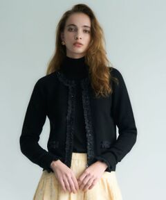 Leilian / レリアン カーディガン・ボレロ | ラメフリルジップカーディガン