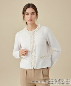 Leilian / レリアン カーディガン・ボレロ | ラメフリルジップカーディガン