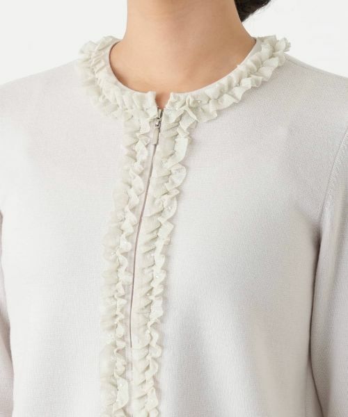 Leilian / レリアン カーディガン・ボレロ | ラメフリルジップカーディガン | 詳細10