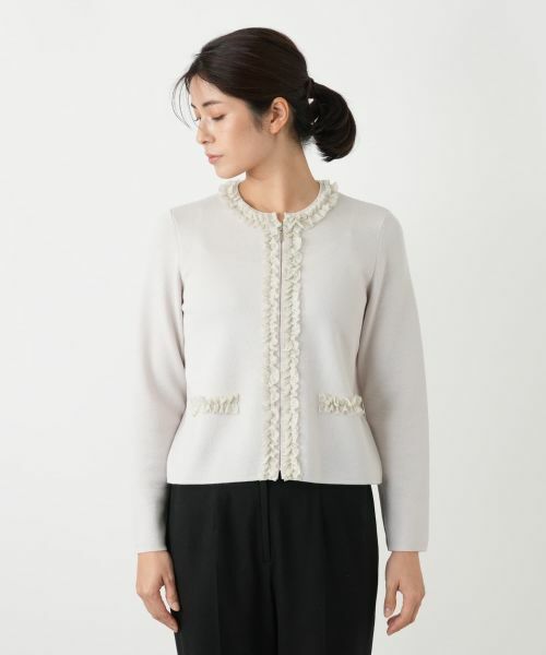Leilian / レリアン カーディガン・ボレロ | ラメフリルジップカーディガン | 詳細7