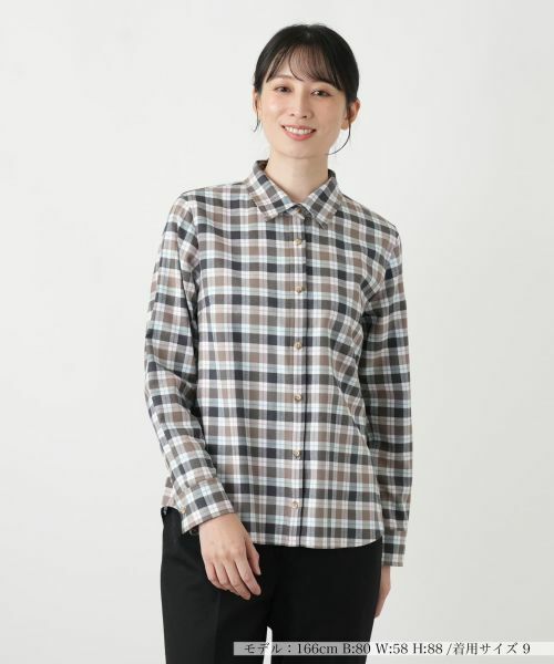 Leilian / レリアン シャツ・ブラウス | チェックシャツ【Leilian WHITE LABEL】(ブラウン系)