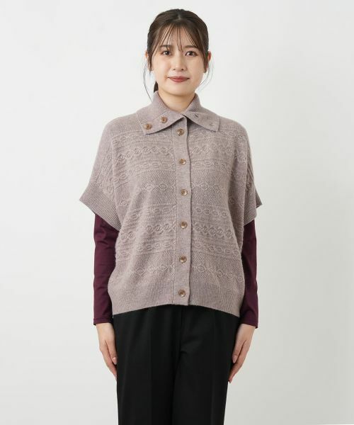 Leilian / レリアン テーラードジャケット | カシミヤケーブル編みニットベスト | 詳細10