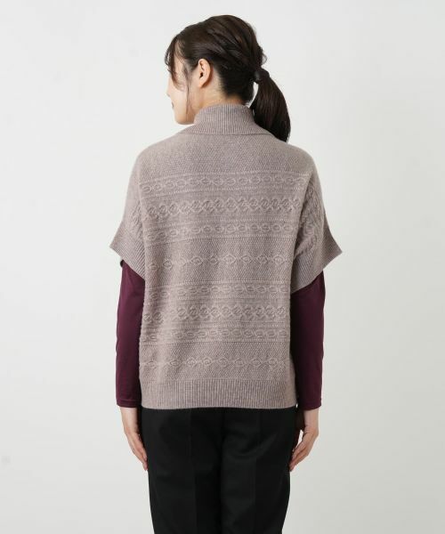 Leilian / レリアン テーラードジャケット | カシミヤケーブル編みニットベスト | 詳細12