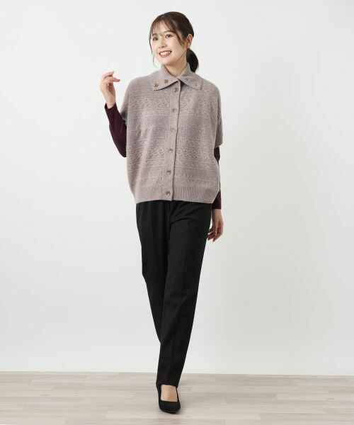 Leilian / レリアン テーラードジャケット | カシミヤケーブル編みニットベスト | 詳細7