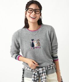 Leilian / レリアン ニット・セーター | カシミヤ刺繍クルーネックニット【Leilian WHITE LABEL】