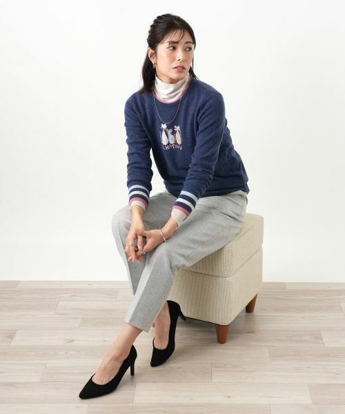 Leilian / レリアン ニット・セーター | カシミヤ刺繍クルーネックニット【Leilian WHITE LABEL】 | 詳細1