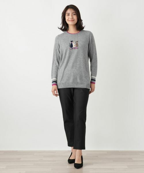 Leilian / レリアン ニット・セーター | カシミヤ刺繍クルーネックニット【Leilian WHITE LABEL】 | 詳細11