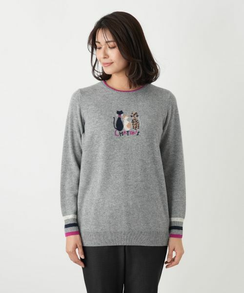 Leilian / レリアン ニット・セーター | カシミヤ刺繍クルーネックニット【Leilian WHITE LABEL】 | 詳細14