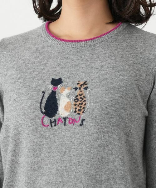 Leilian / レリアン ニット・セーター | カシミヤ刺繍クルーネックニット【Leilian WHITE LABEL】 | 詳細17