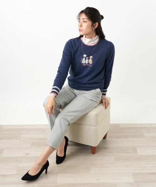 Leilian / レリアン ニット・セーター | カシミヤ刺繍クルーネックニット【Leilian WHITE LABEL】 | 詳細2