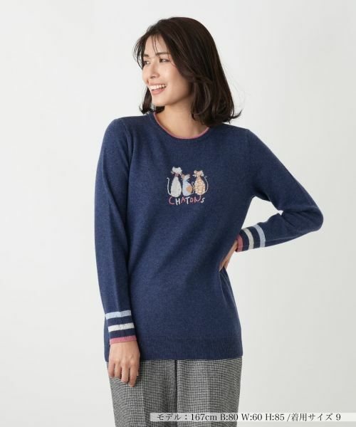 Leilian / レリアン ニット・セーター | カシミヤ刺繍クルーネックニット【Leilian WHITE LABEL】 | 詳細3