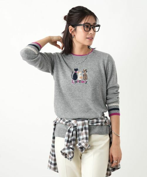 Leilian / レリアン ニット・セーター | カシミヤ刺繍クルーネックニット【Leilian WHITE LABEL】 | 詳細6