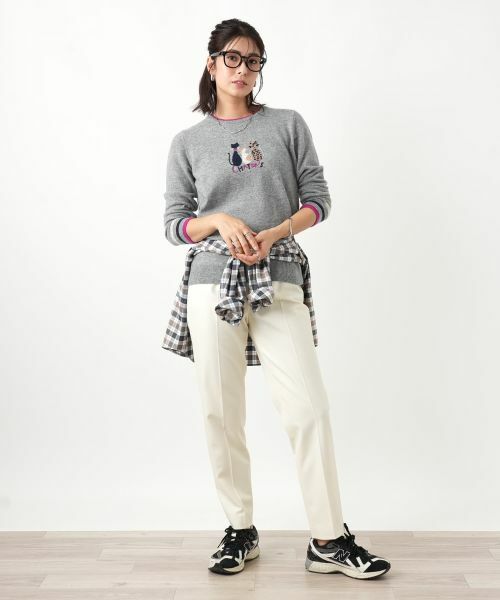 Leilian / レリアン ニット・セーター | カシミヤ刺繍クルーネックニット【Leilian WHITE LABEL】 | 詳細7