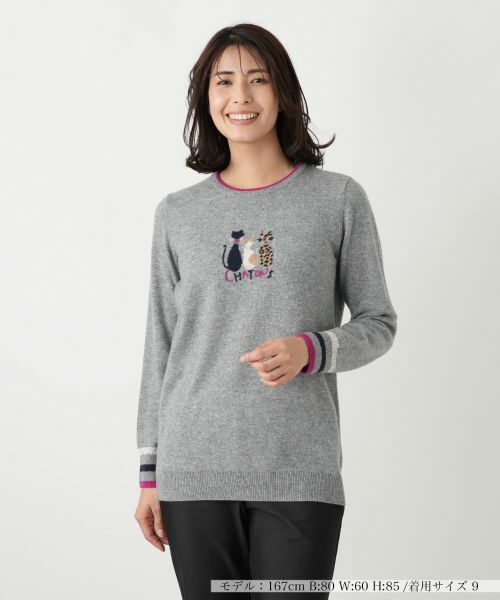 Leilian / レリアン ニット・セーター | カシミヤ刺繍クルーネックニット【Leilian WHITE LABEL】 | 詳細9