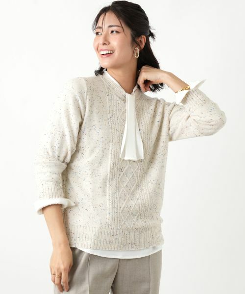 Leilian / レリアン ニット・セーター | カシミヤケーブル編みネップニット | 詳細1