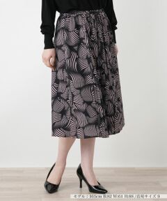 Leilian / レリアン ミニ・ひざ丈スカート | 幾何学柄プリーツ切替スカート