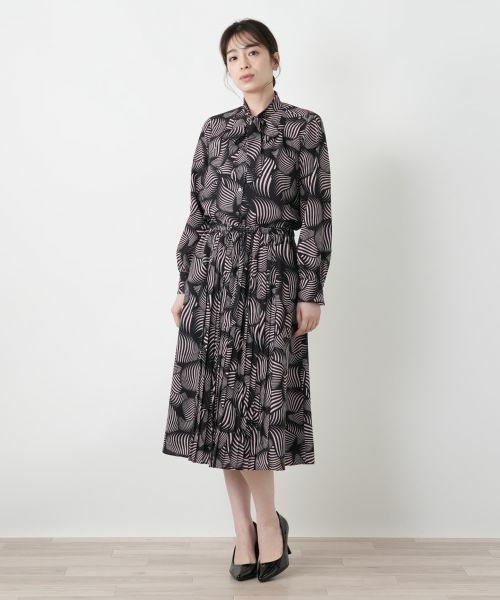 Leilian / レリアン ミニ・ひざ丈スカート | 幾何学柄プリーツ切替スカート | 詳細1